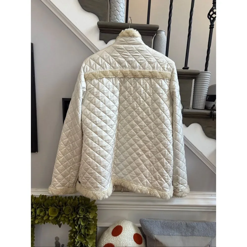 Athleta Dakani Winter White Quilted Faux Sherpa Jacket sz XL EUC - Picture 6 of 7